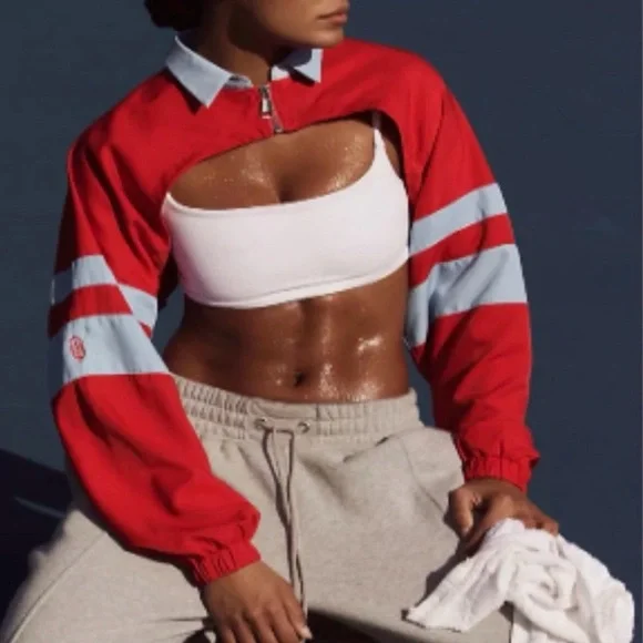 Free People Movement Swift Windbreaker Bolero Varsity Red/Sky One Size NWOT - Picture 1 of 5